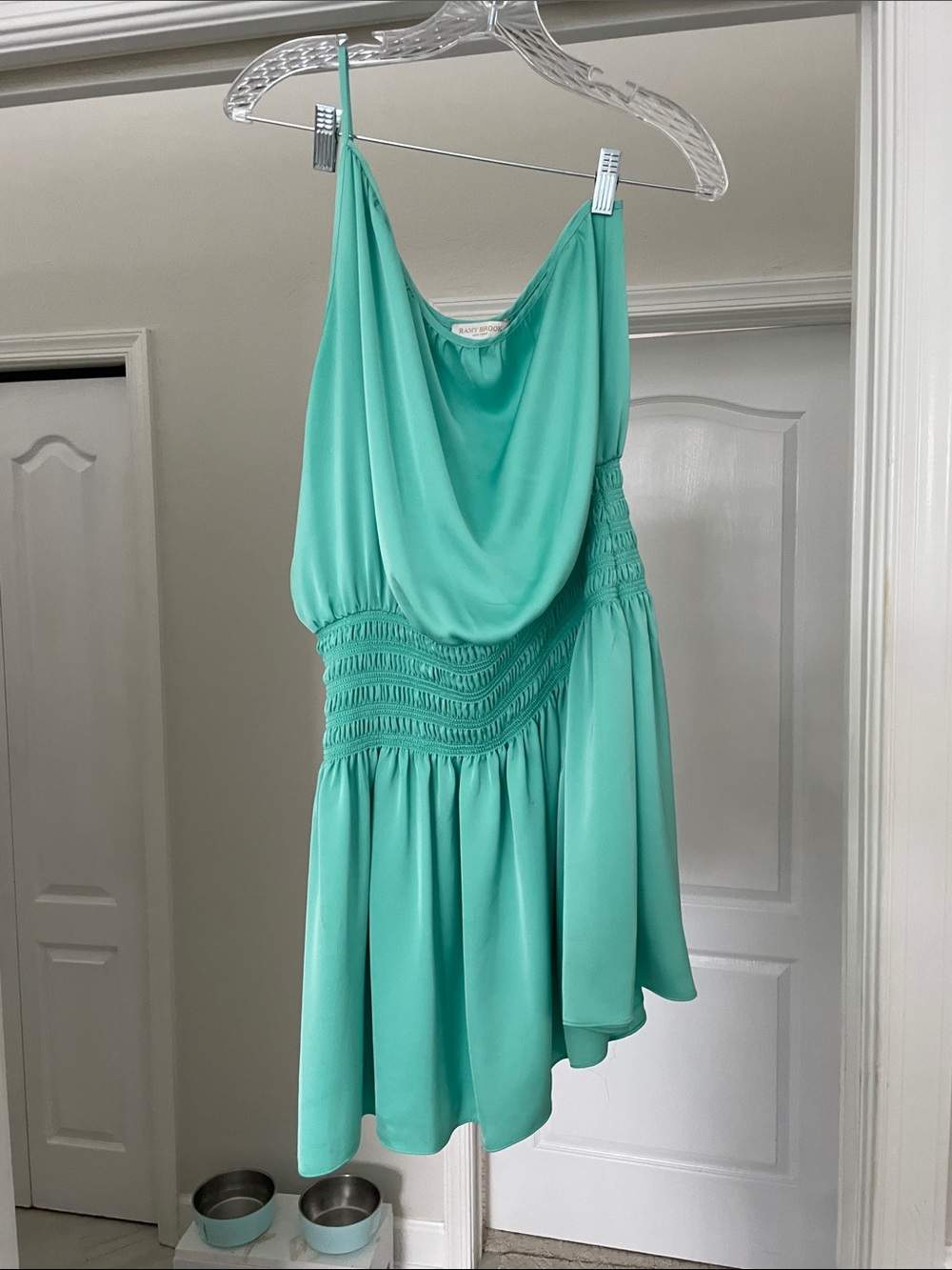 Ramy Brook One-Shoulder Dress in Aqua